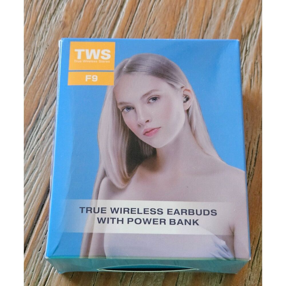 Wireless Black Earbuds  and rechargeable power bank/case